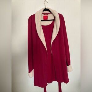 Victoria's Secret Soft Red Plush Robe Sherpa Shawl Collar Size
Large Womans